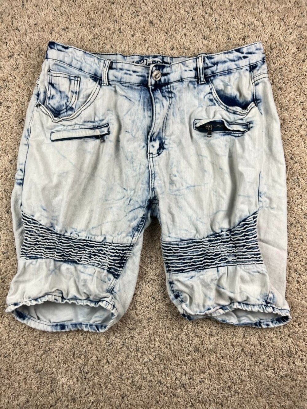 RUE 21 PREMIUM SHORTS MEN 38 Jean Short Supreme Flex Jorts White Blue Distressed